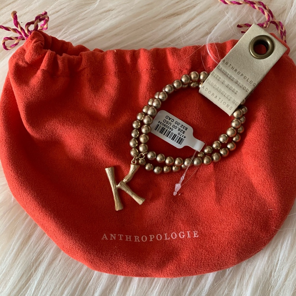 Anthropologie Monogram “K” Beaded Bracelets
